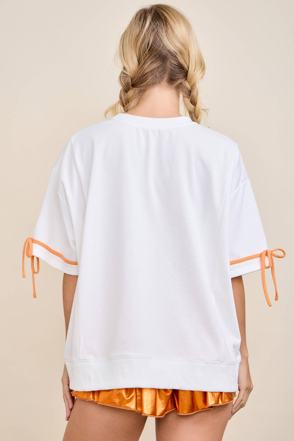 Game Day Patchwork Boxy Top – Ribbon Sleeve Western Style