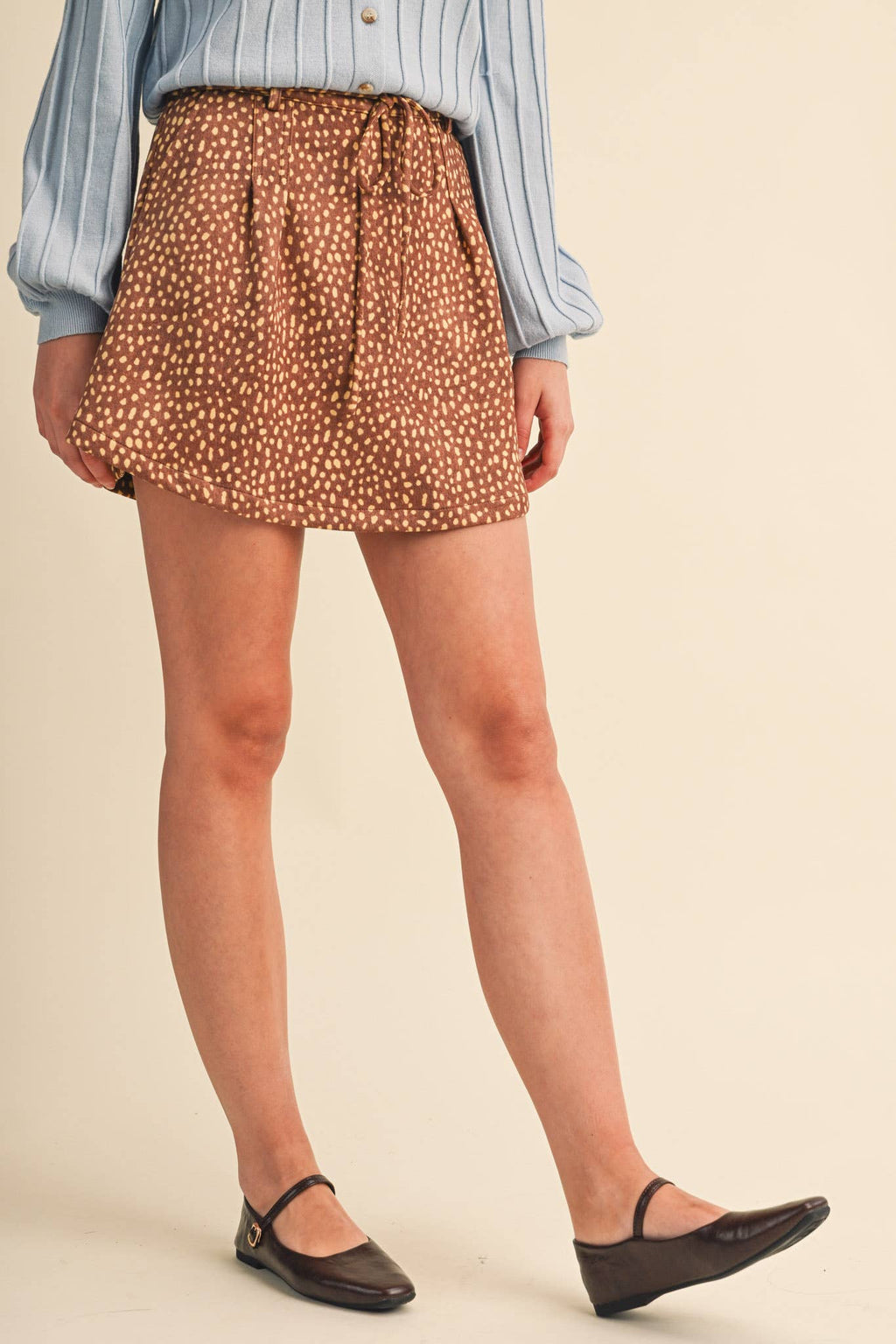 FAWN PRINT HIGH WAIST SKORT MP5384