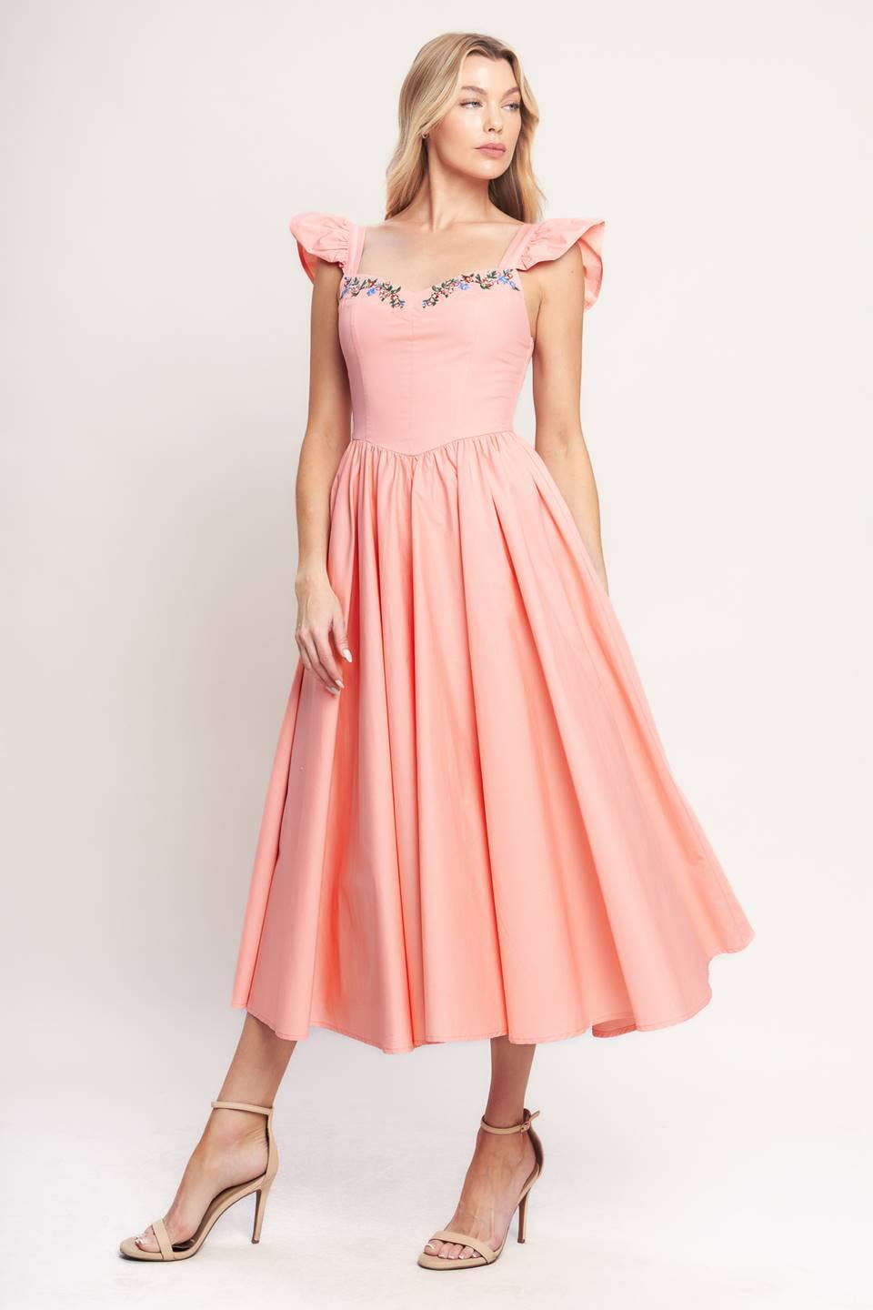 A solid woven midi dress - ID23220