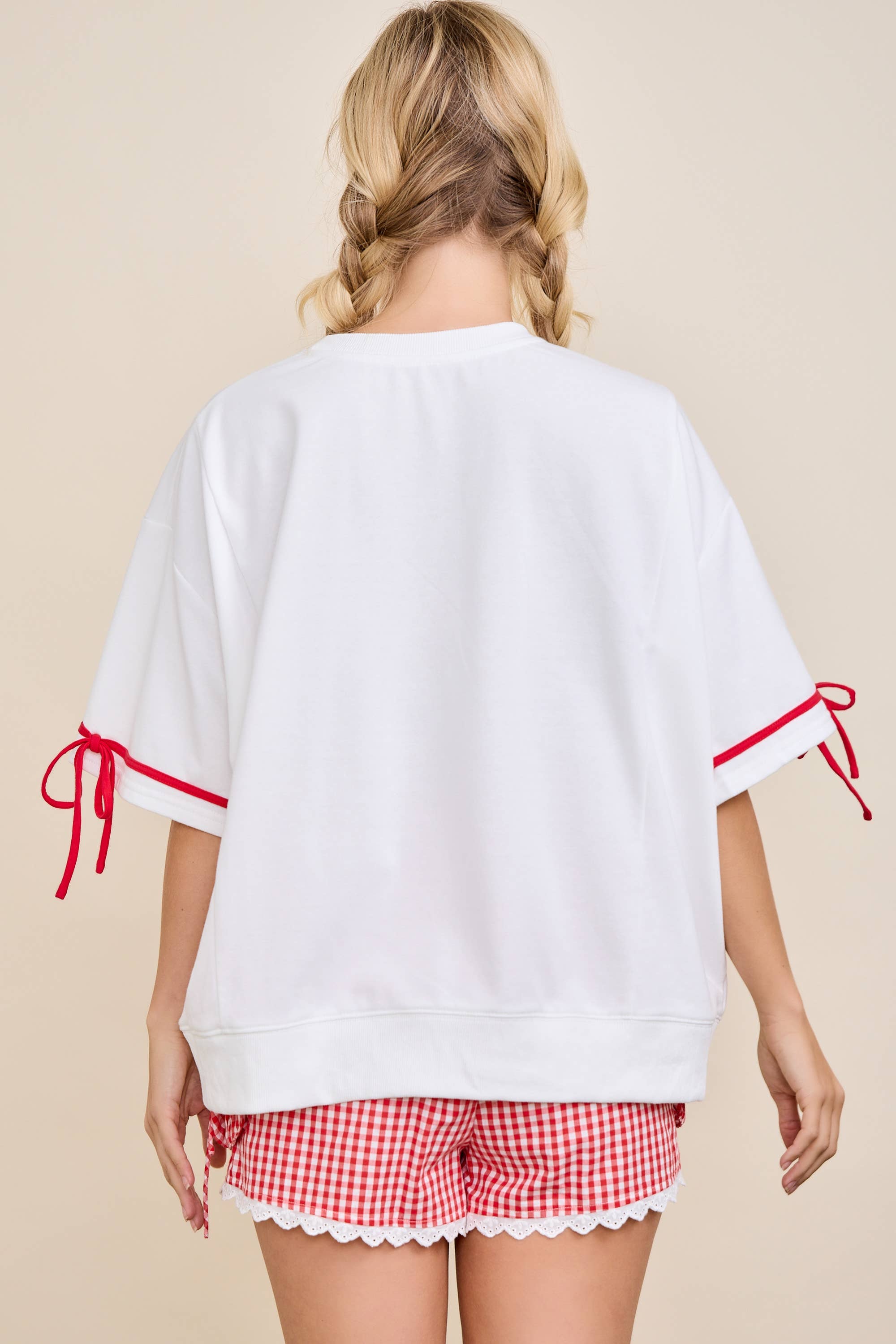 Game Day Patchwork Boxy Top – Ribbon Sleeve Western Style