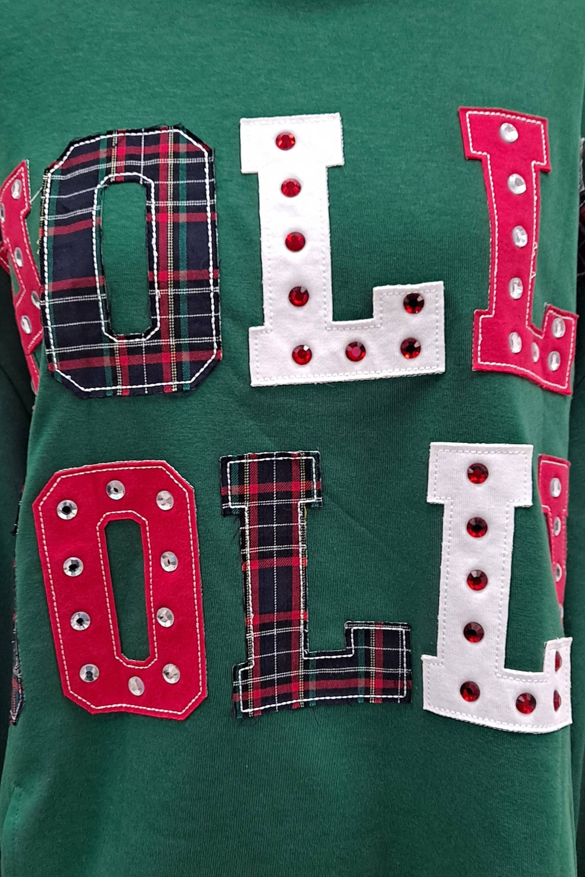 Holly Jolly Patchwork Graphic Holiday Sweatshirt