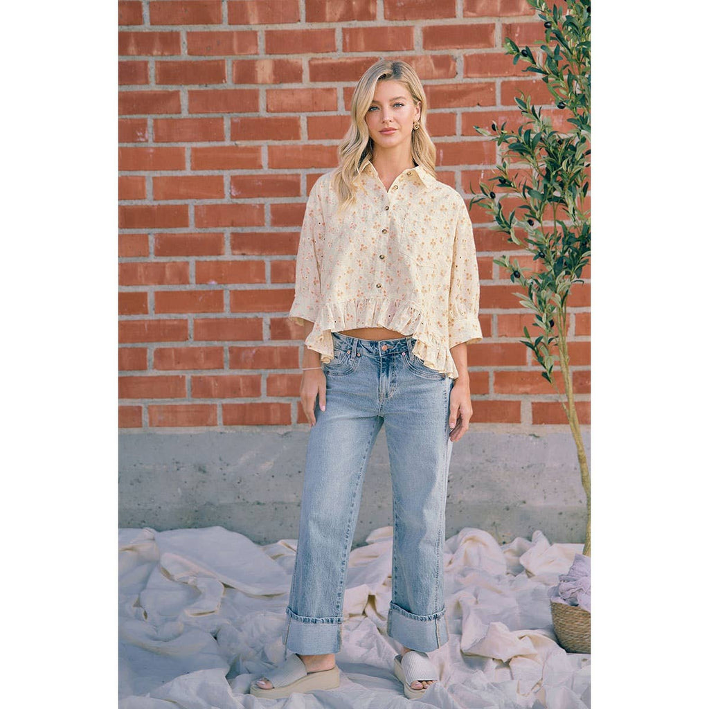 VINTAGE WASHED STRAIGHT JEANS WITH SIDE STITCH DETAIL