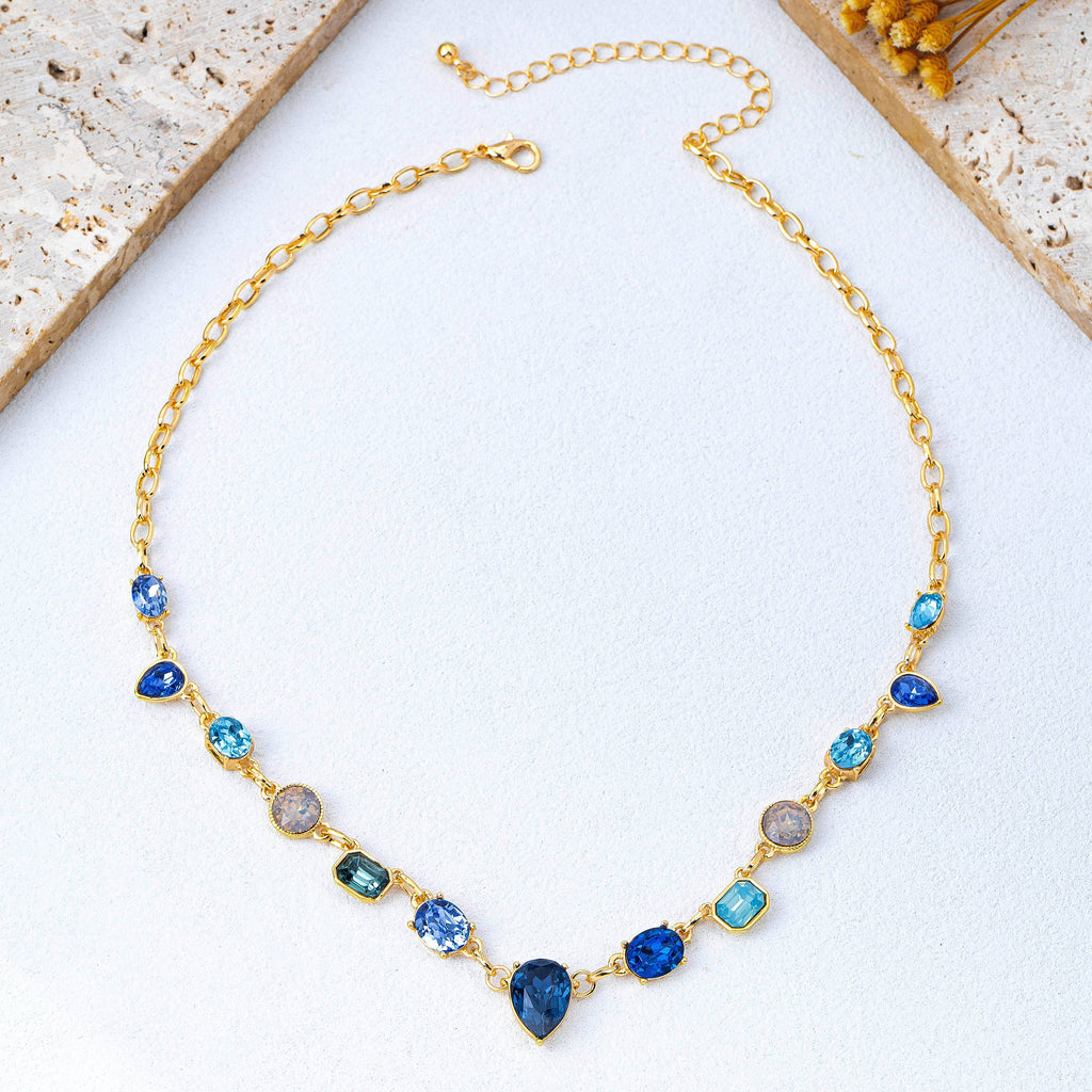 Ombré Sapphire-Hued Crystal Statement Necklace | 80N93305