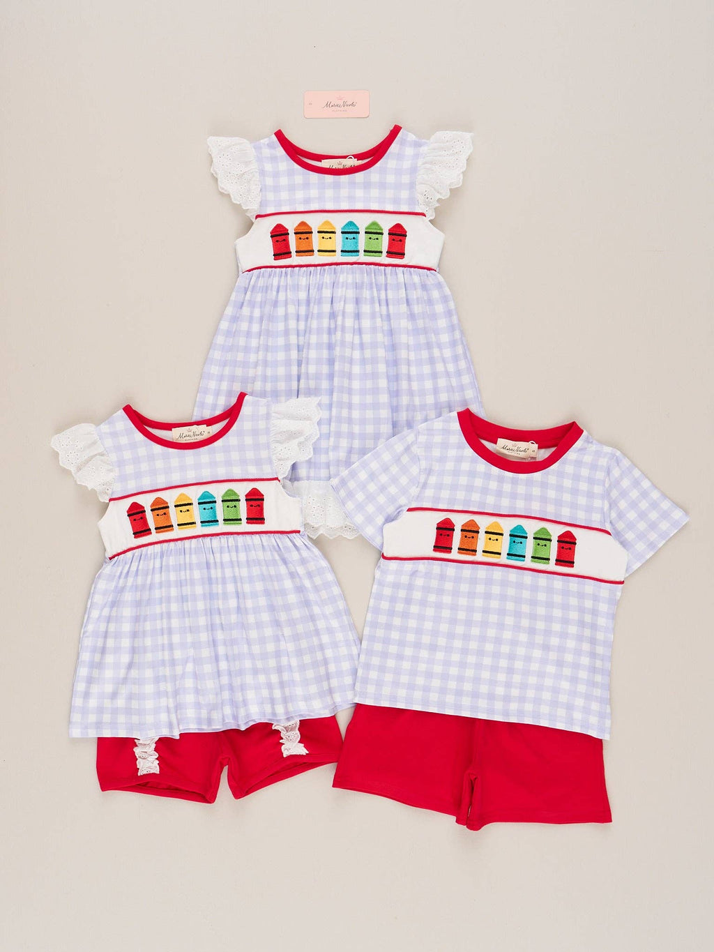 Bright Crayons Embroidered Gingham Dress