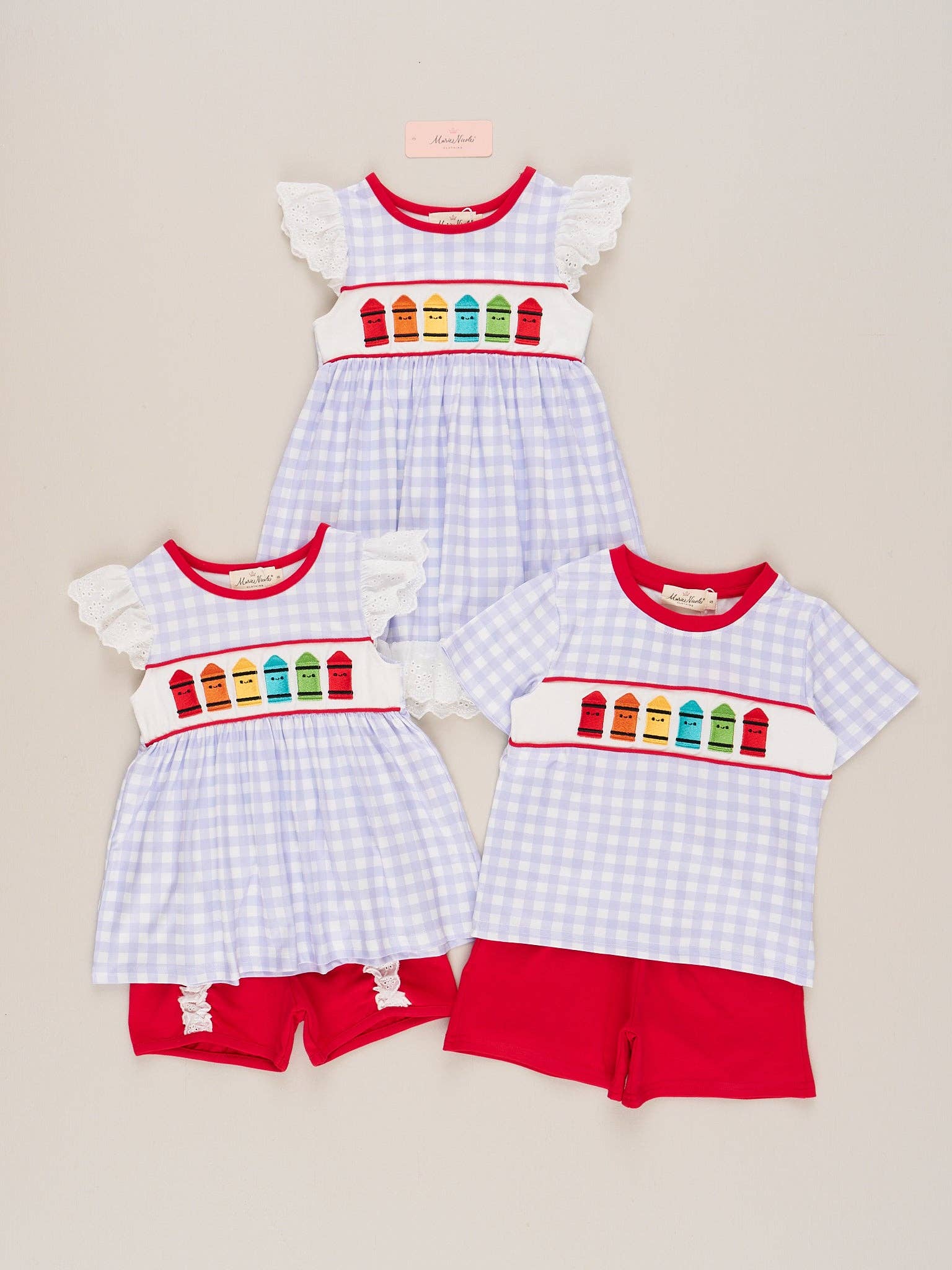 Bright Crayons Embroidered Gingham Dress