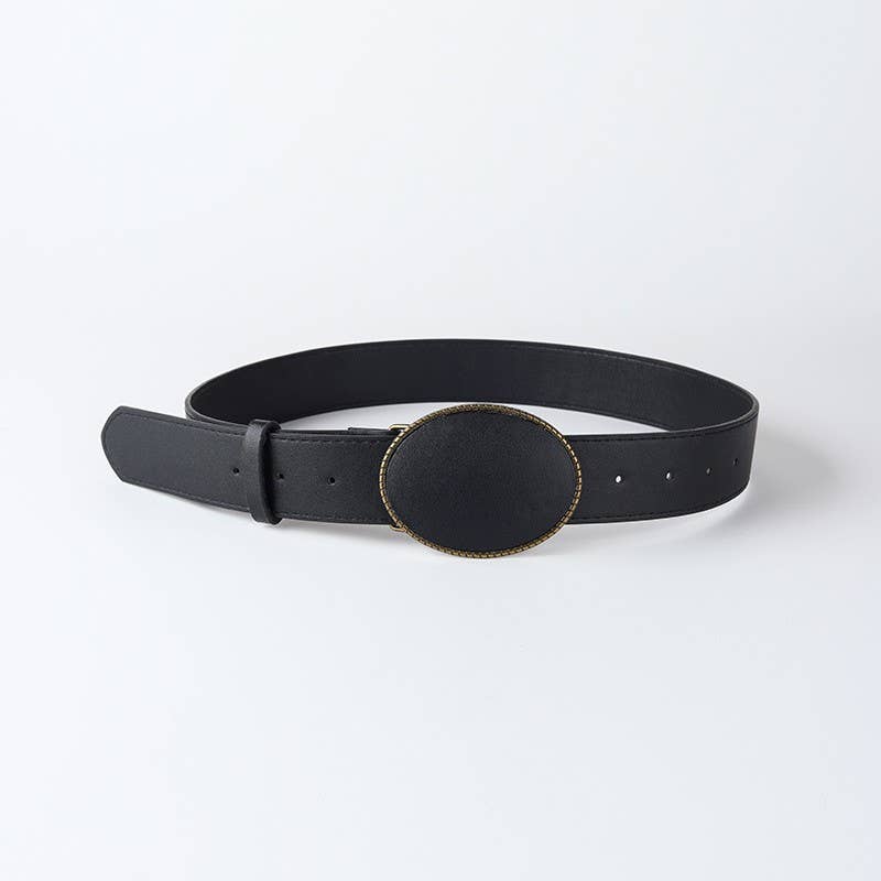 Western Oval Buckle Faux Leather & Leopard Belt | 40BT660