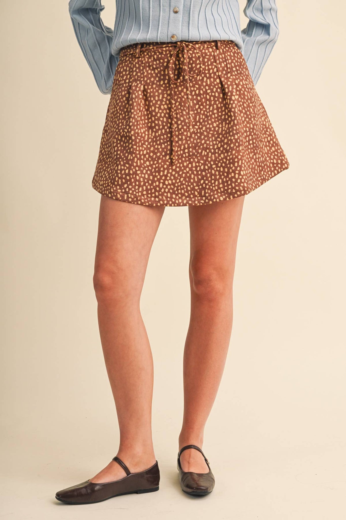 FAWN PRINT HIGH WAIST SKORT MP5384