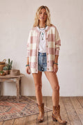 Oversized Stripe Button Front Sweater Cardigan