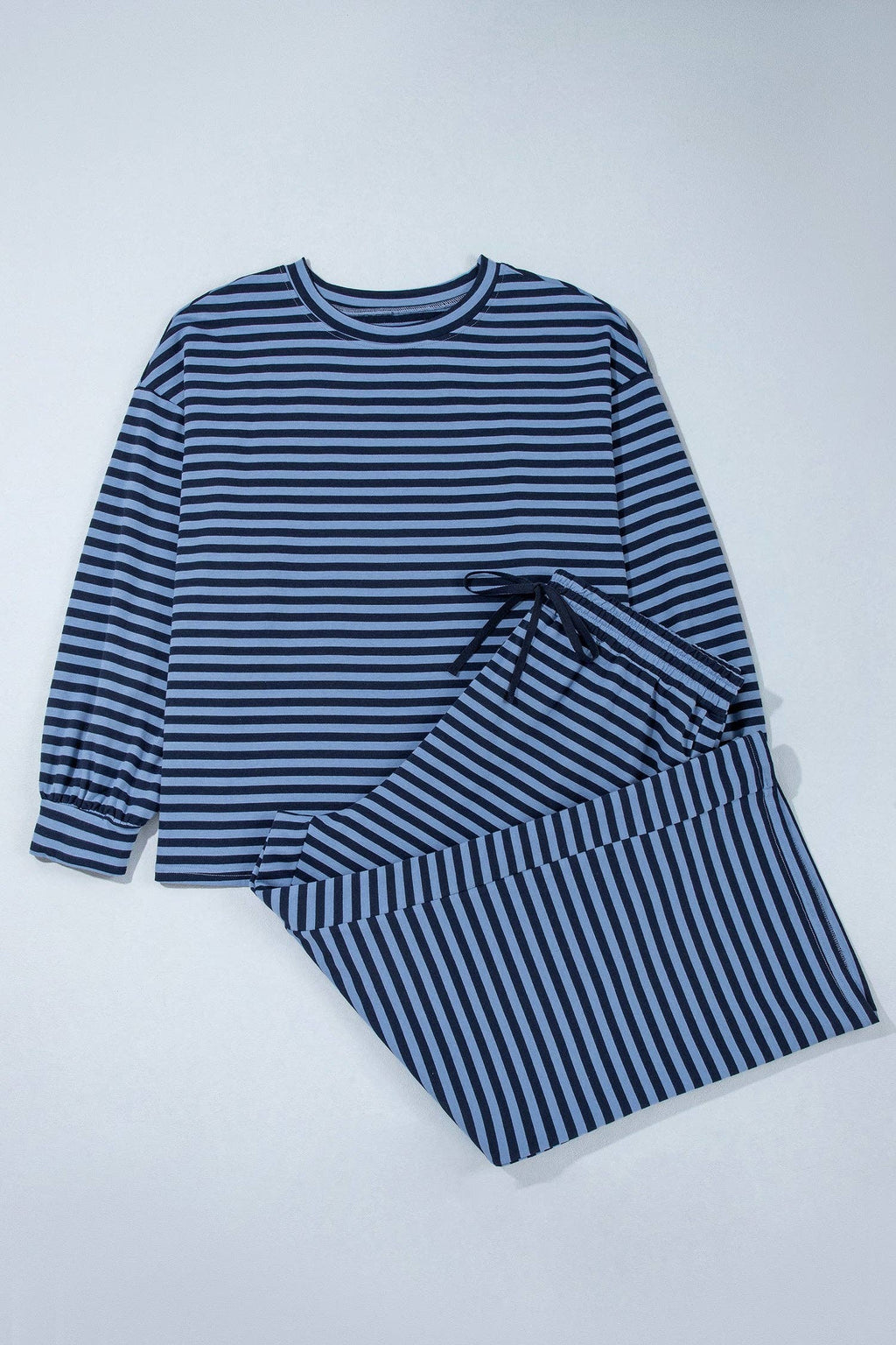 PRETTY BASH Plus Size Stripe Long Sleeve Top & Pants Set