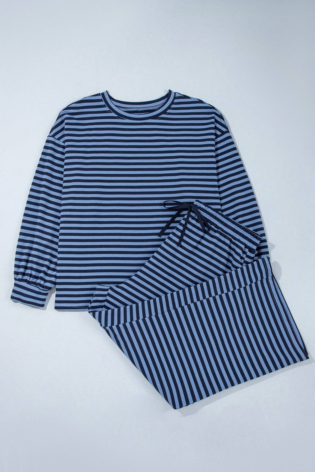 PRETTY BASH Plus Size Stripe Long Sleeve Top & Pants Set