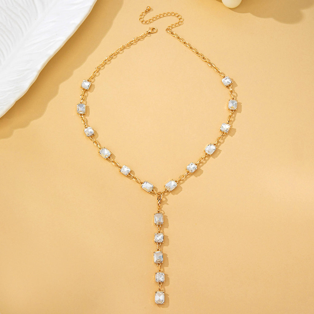 Emerald-Cut Crystal Y-Drop Lariat Necklace | 80N93390