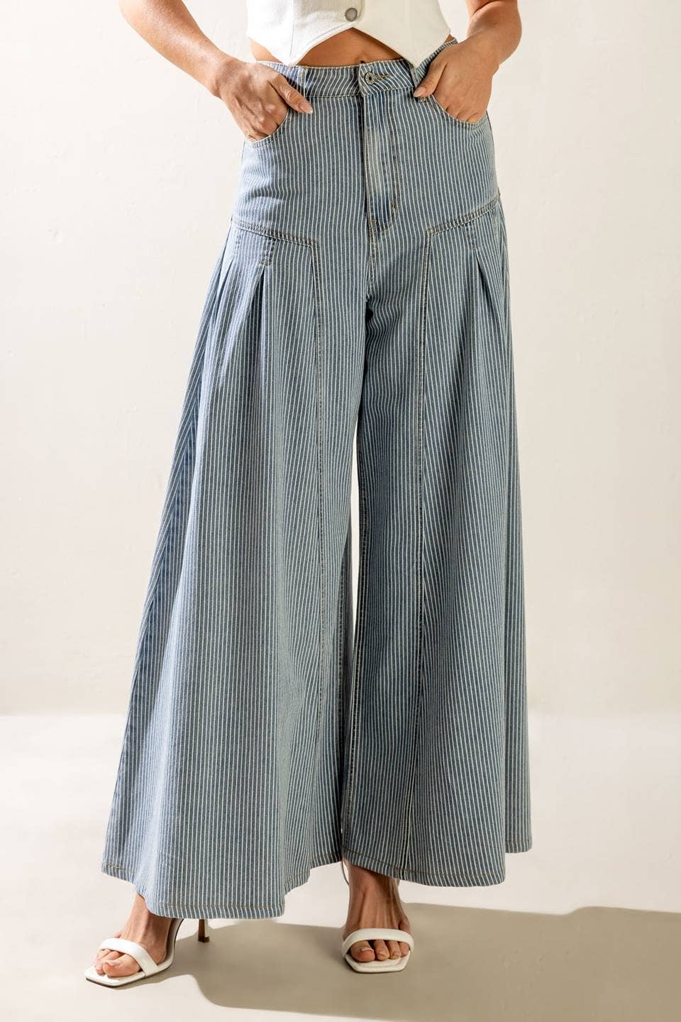 A striped washed denim pant - FP1377-S