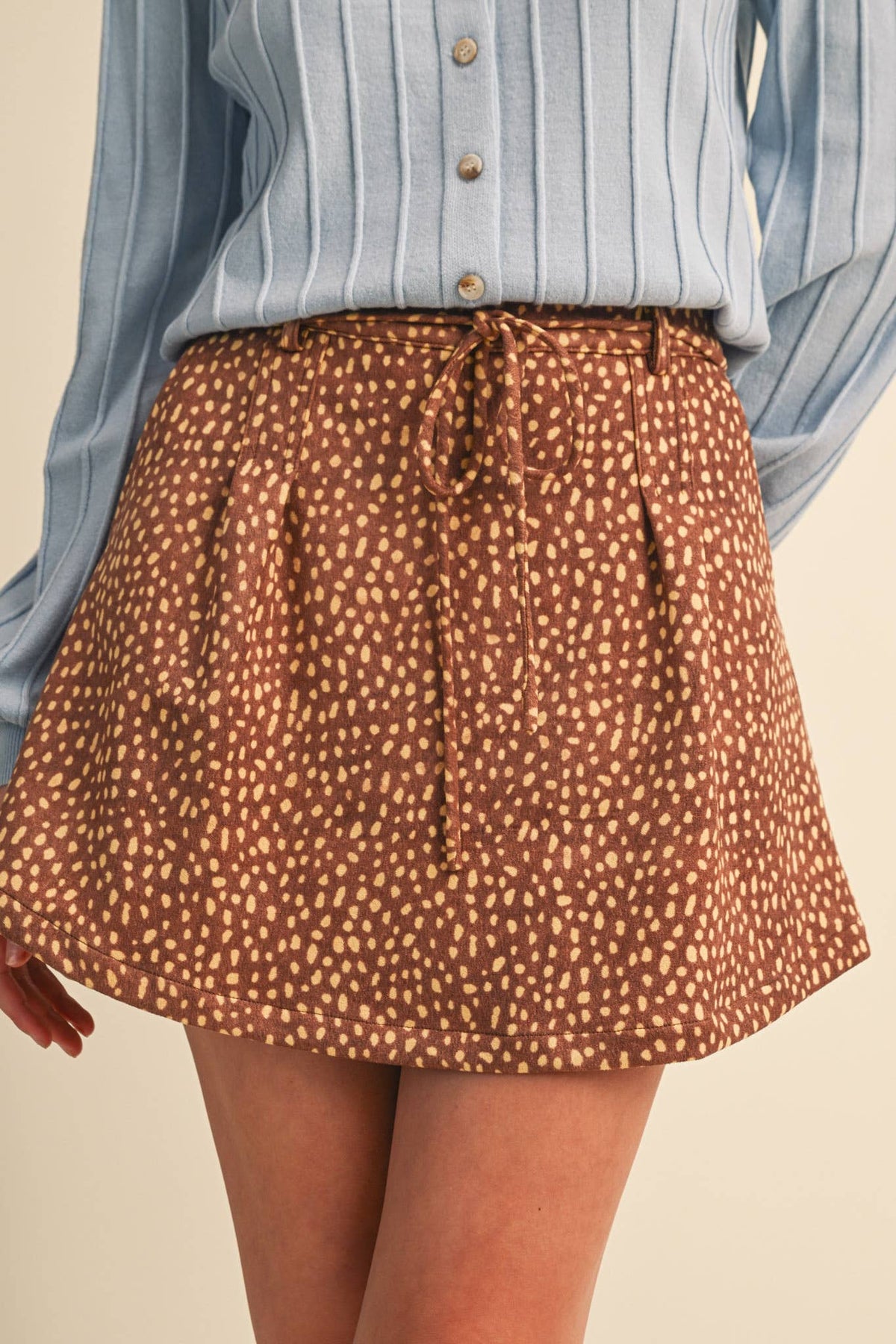 FAWN PRINT HIGH WAIST SKORT MP5384