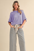 LIGHTWEIGHT KNIT MOCK NECK SHORT SLEEVE SWEATER MSW11311