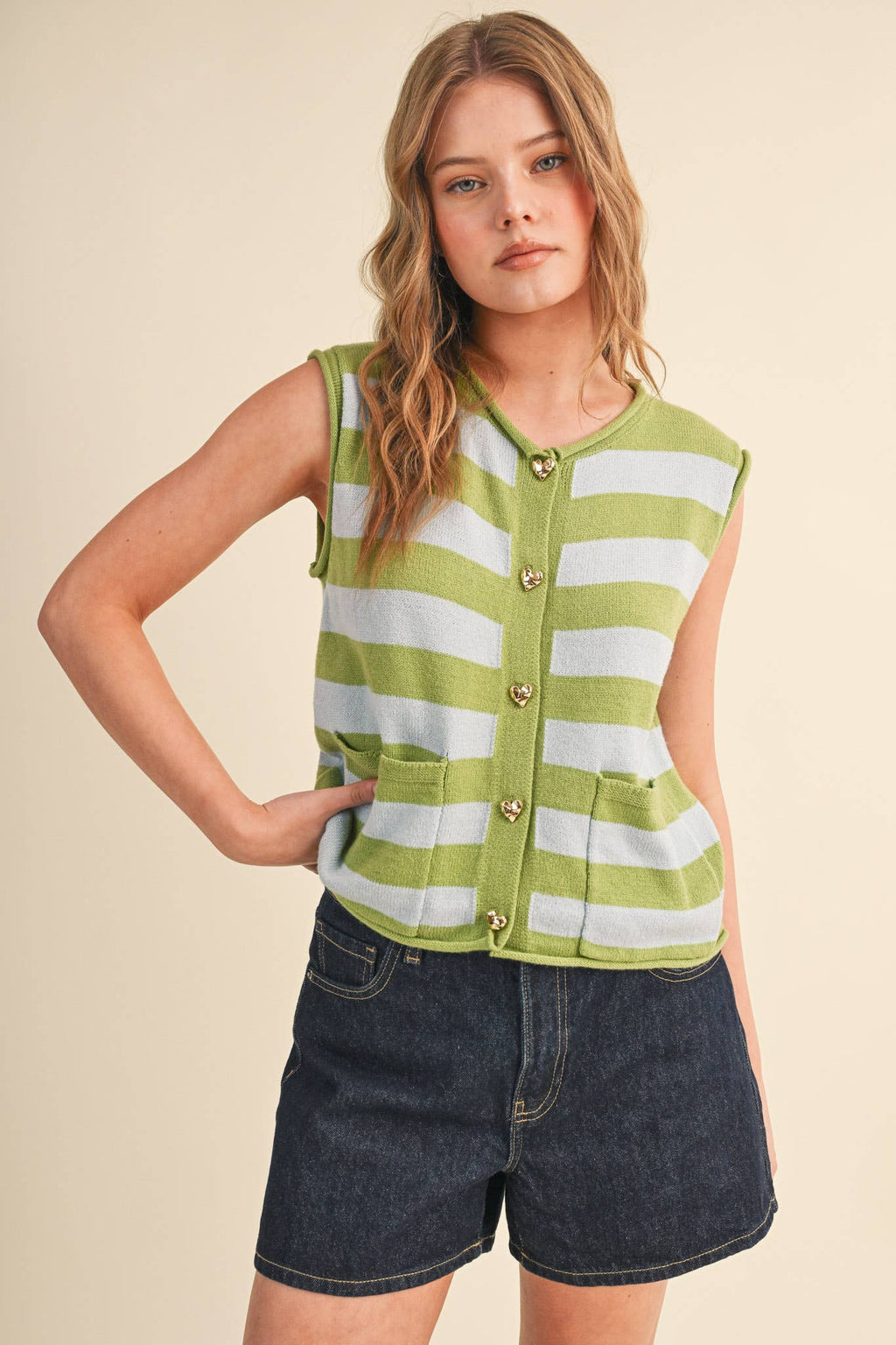 STRIPED KNIT SWEATER VEST MSW11347