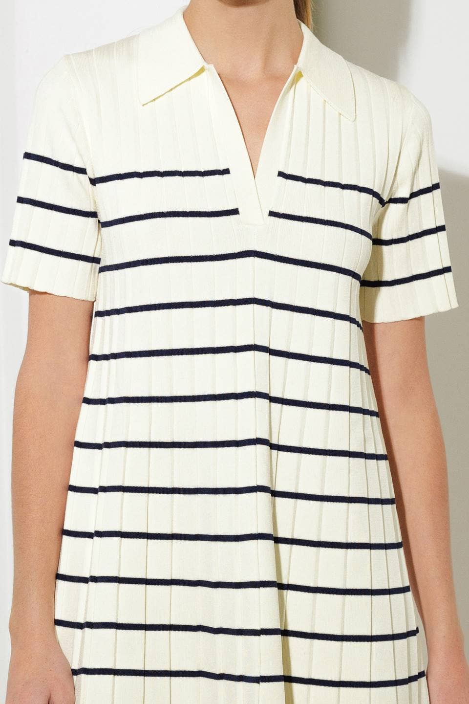 A striped sweater knit mini dress - FSW1208 - OFF WHITE