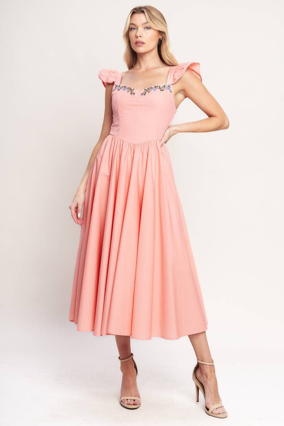 A solid woven midi dress - ID23220
