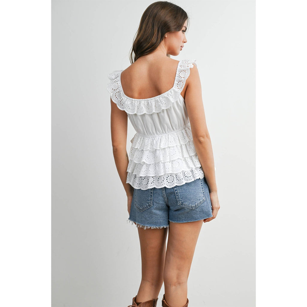Eyelet Ruffle Layer Camisole - BMT8337