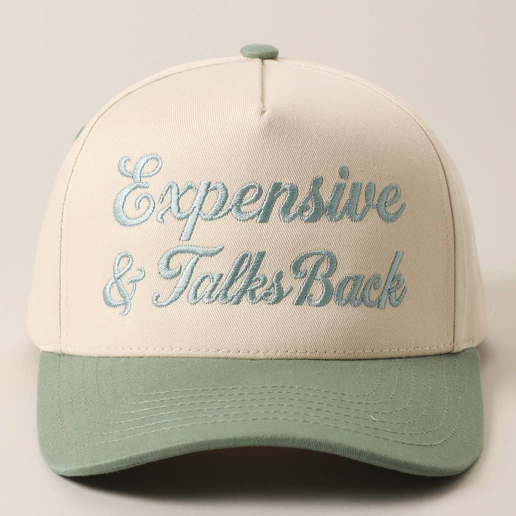 Expensive & Talks Back Embroidered Two Tone Trucker Hat