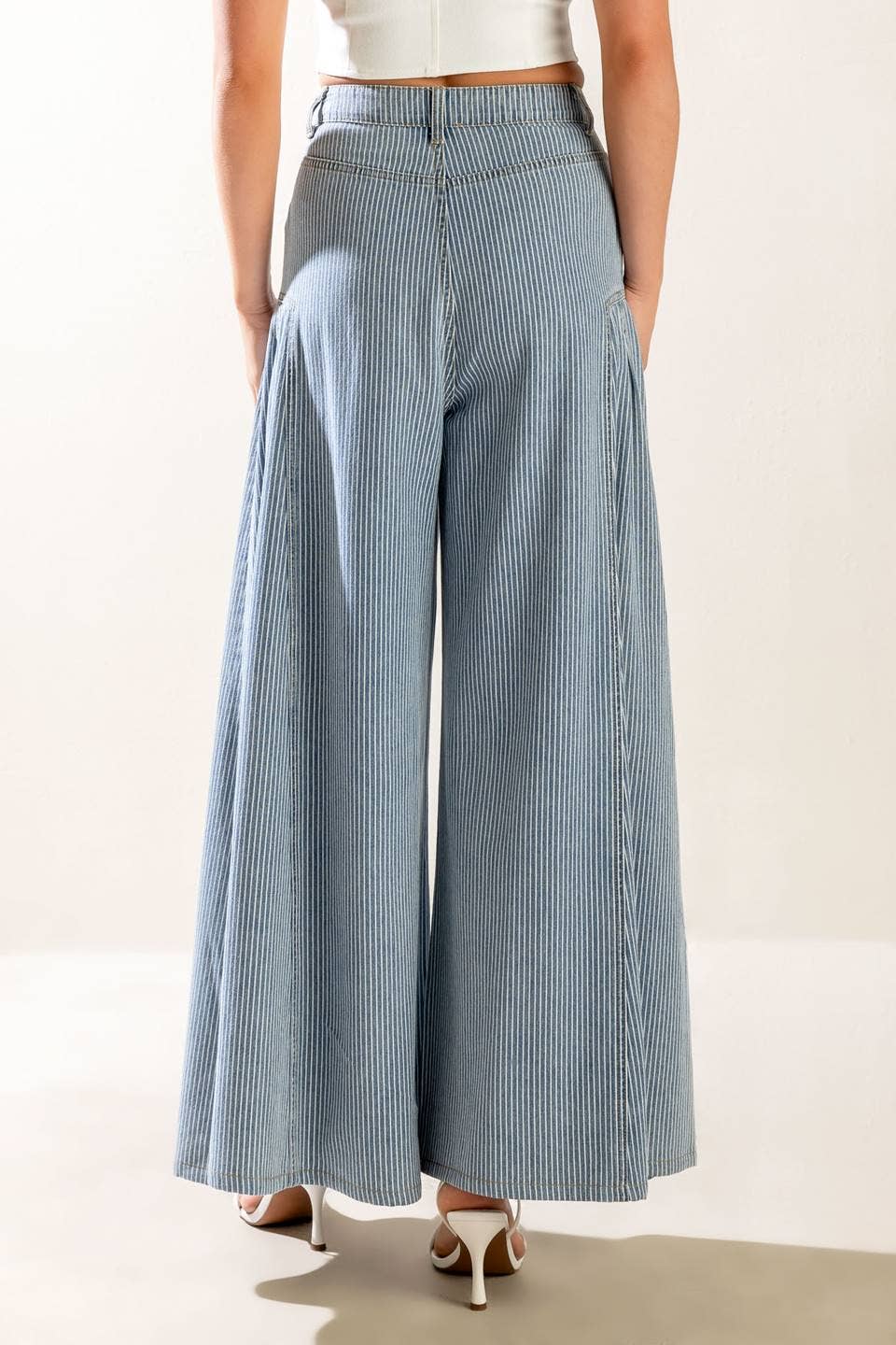 A striped washed denim pant - FP1377-S