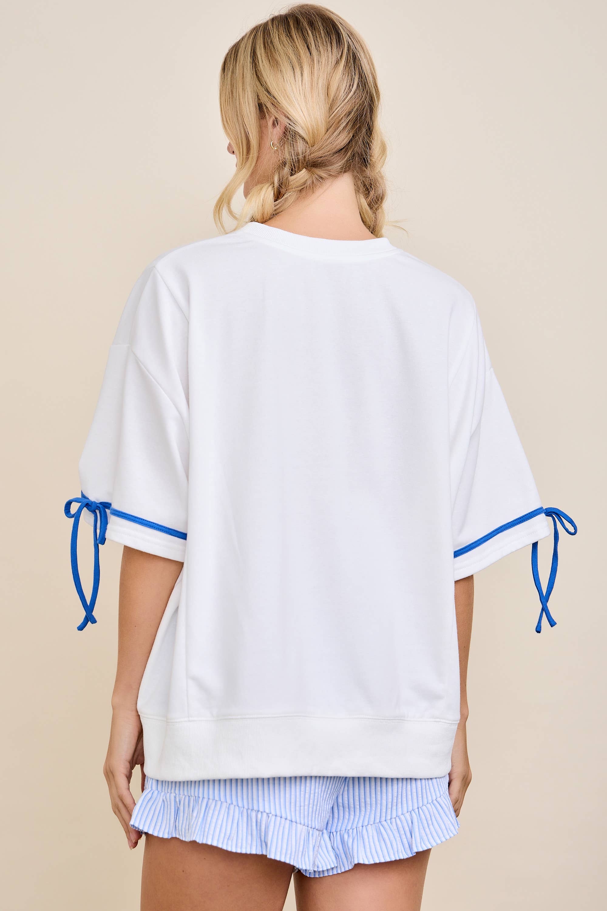 Game Day Patchwork Boxy Top – Ribbon Sleeve Western Style