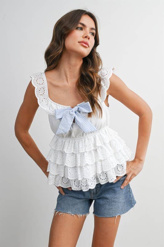 Eyelet Ruffle Layer Camisole - BMT8337