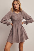 Smocked Gingham Mini Dress FD0071