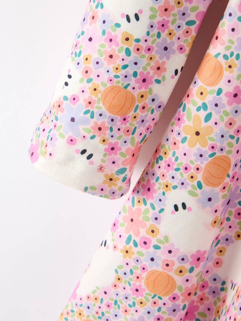 Halloween Ghost Print Girls Twirl Dress Long Sleeve