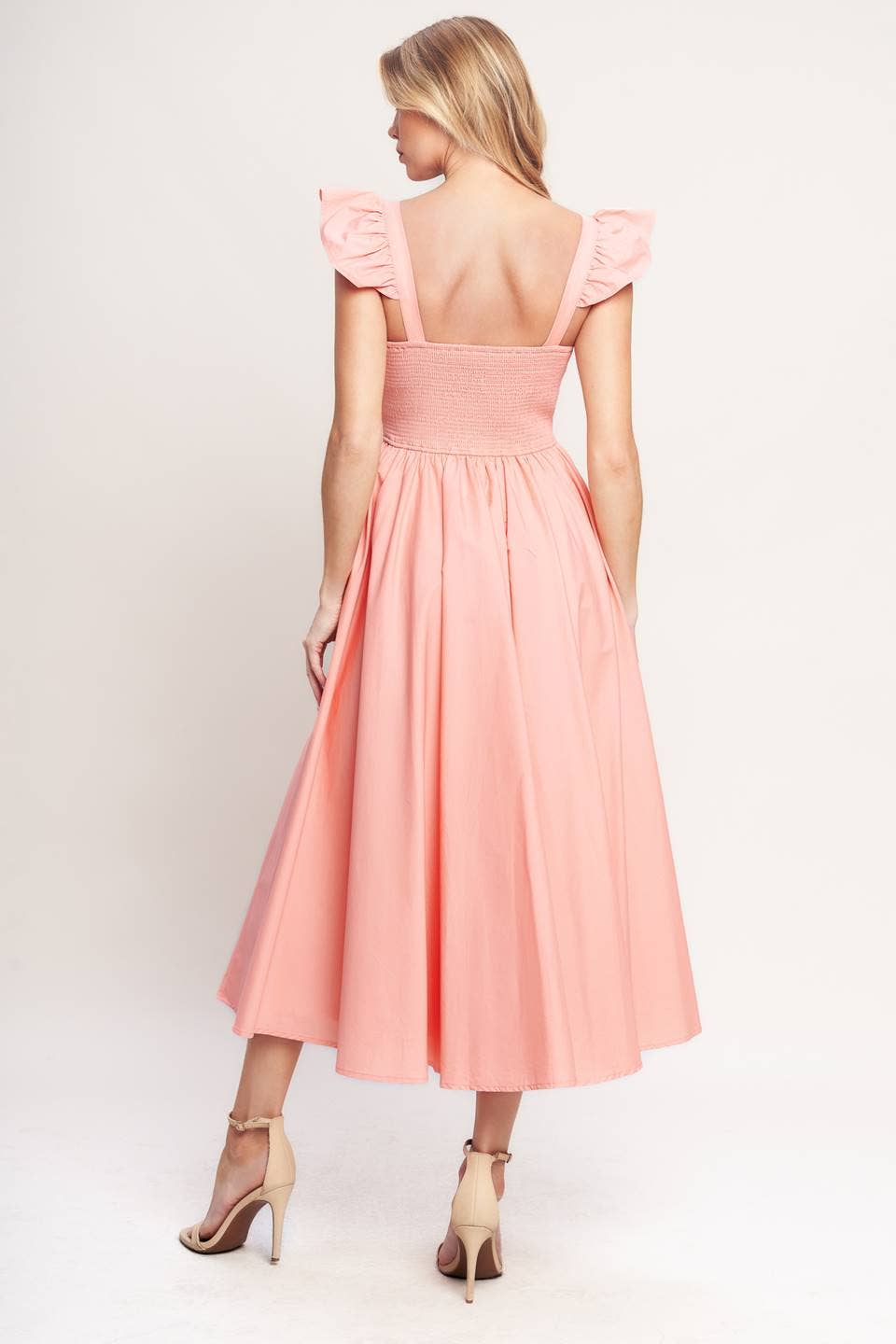 A solid woven midi dress - ID23220