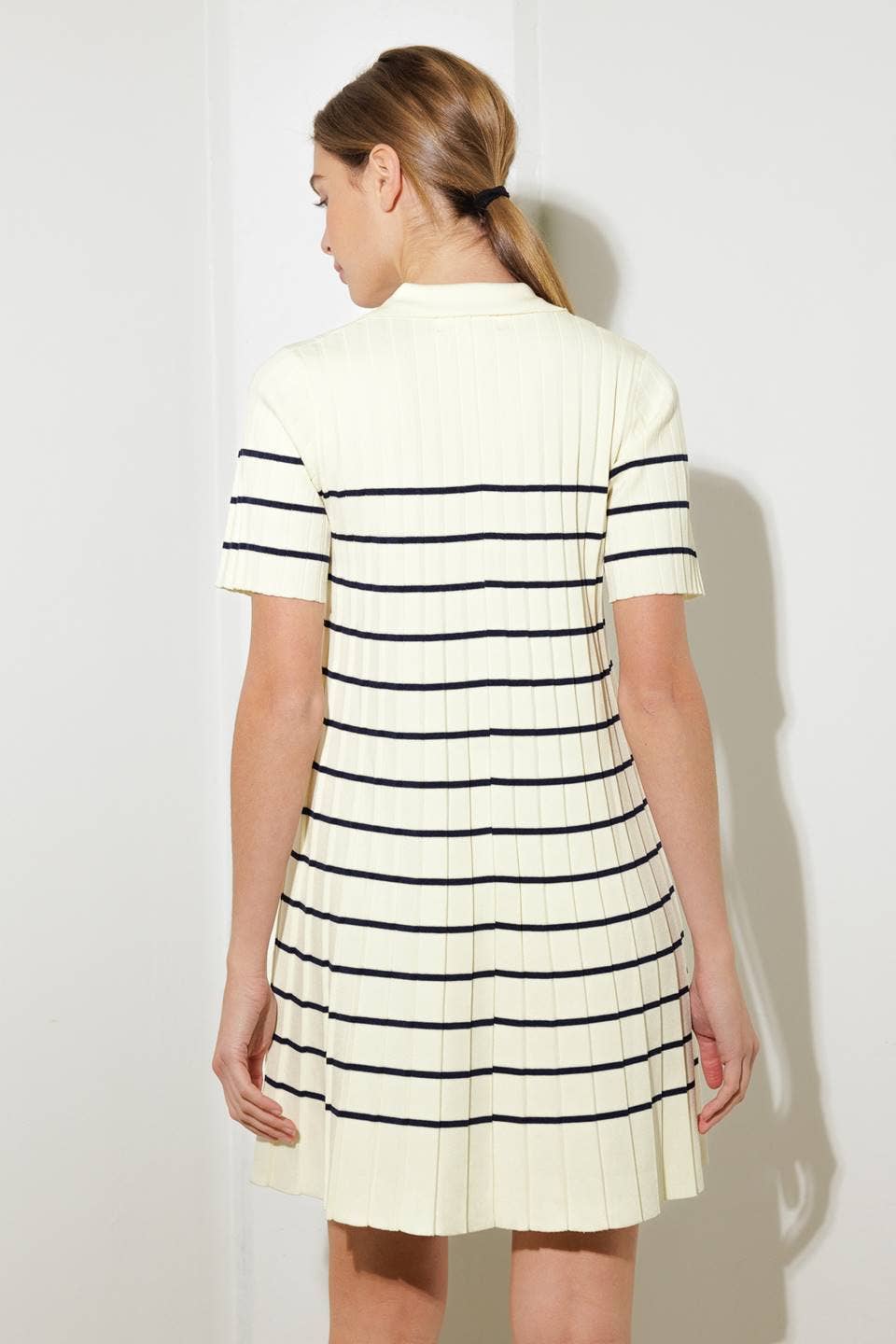 A striped sweater knit mini dress - FSW1208 - OFF WHITE