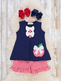 Schoolyard Apple Plaid Embroidered Ruffle Outfit