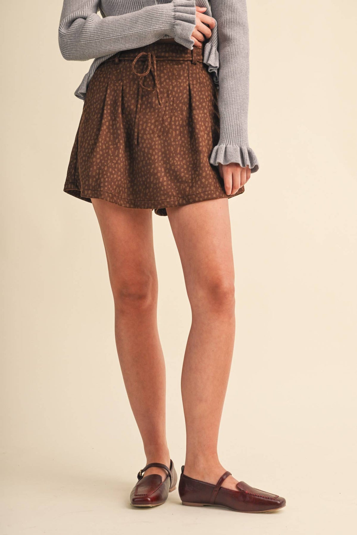 FAWN PRINT HIGH WAIST SKORT MP5384