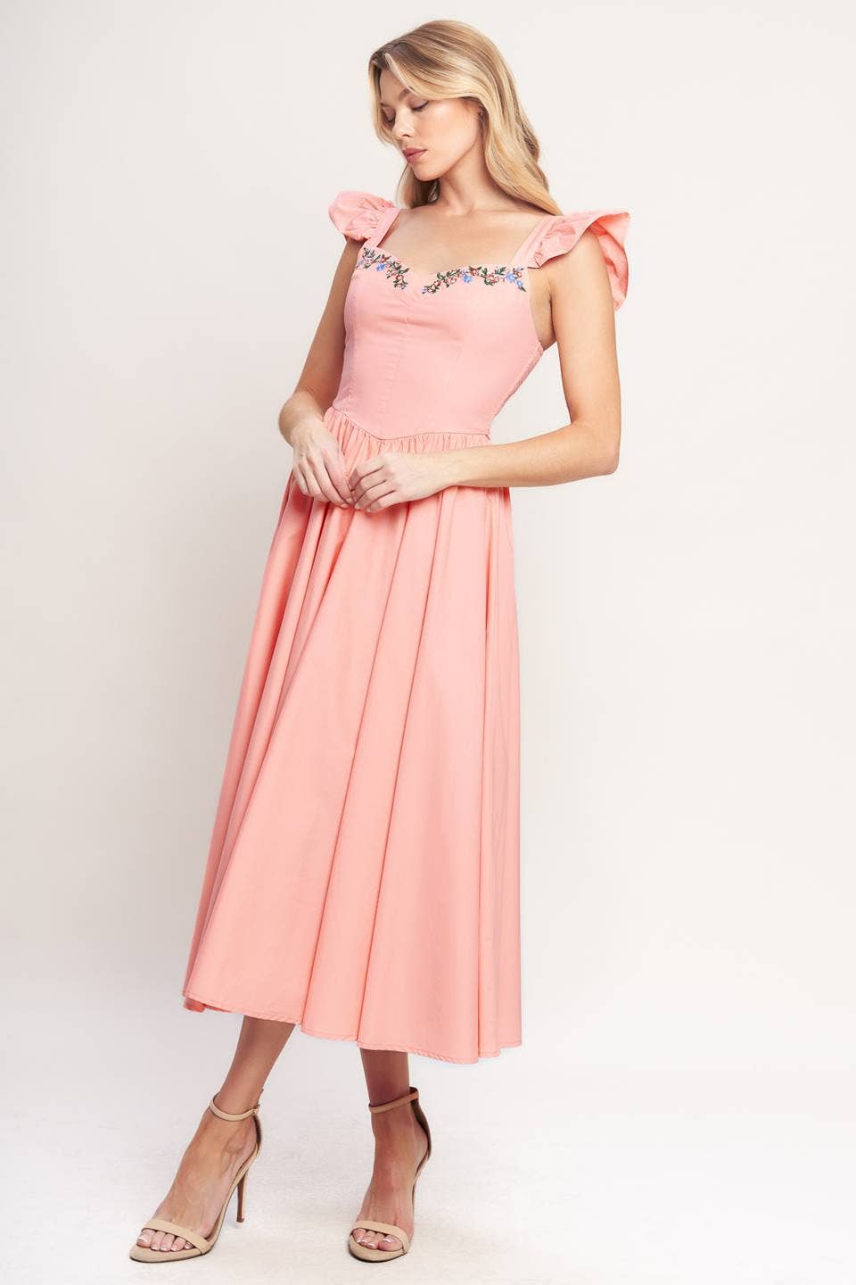 A solid woven midi dress - ID23220
