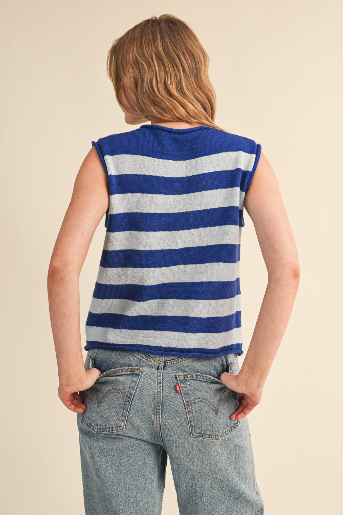 STRIPED KNIT SWEATER VEST MSW11347