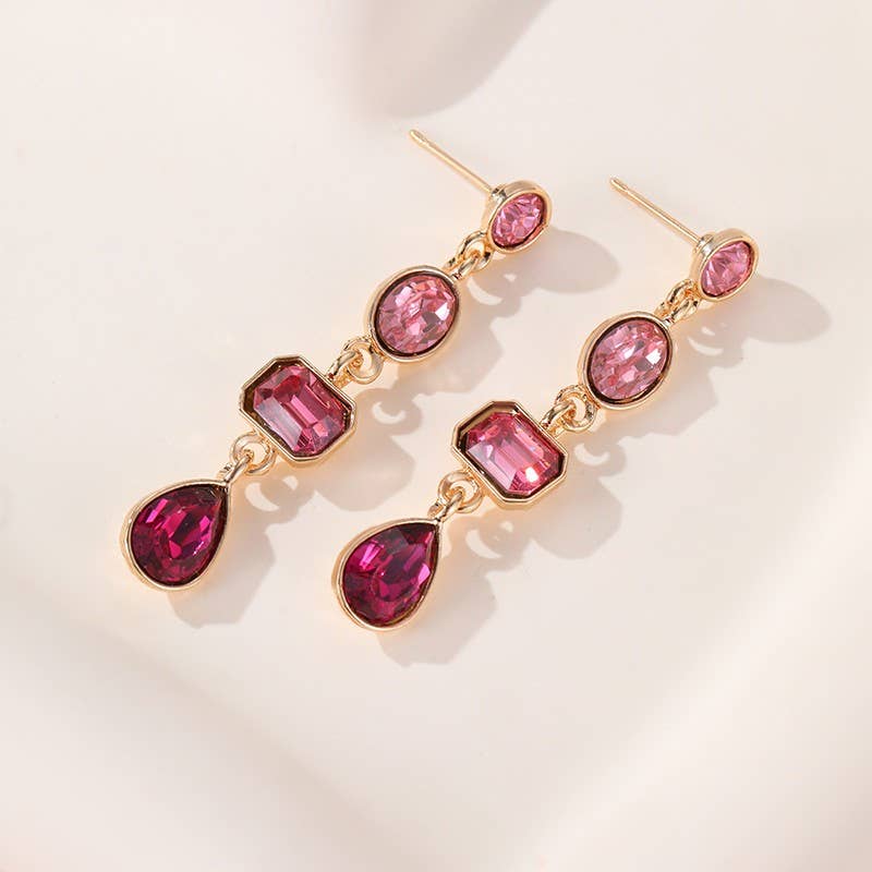 4 Tier Drop Layer Rhinestone Earrings | 40E527