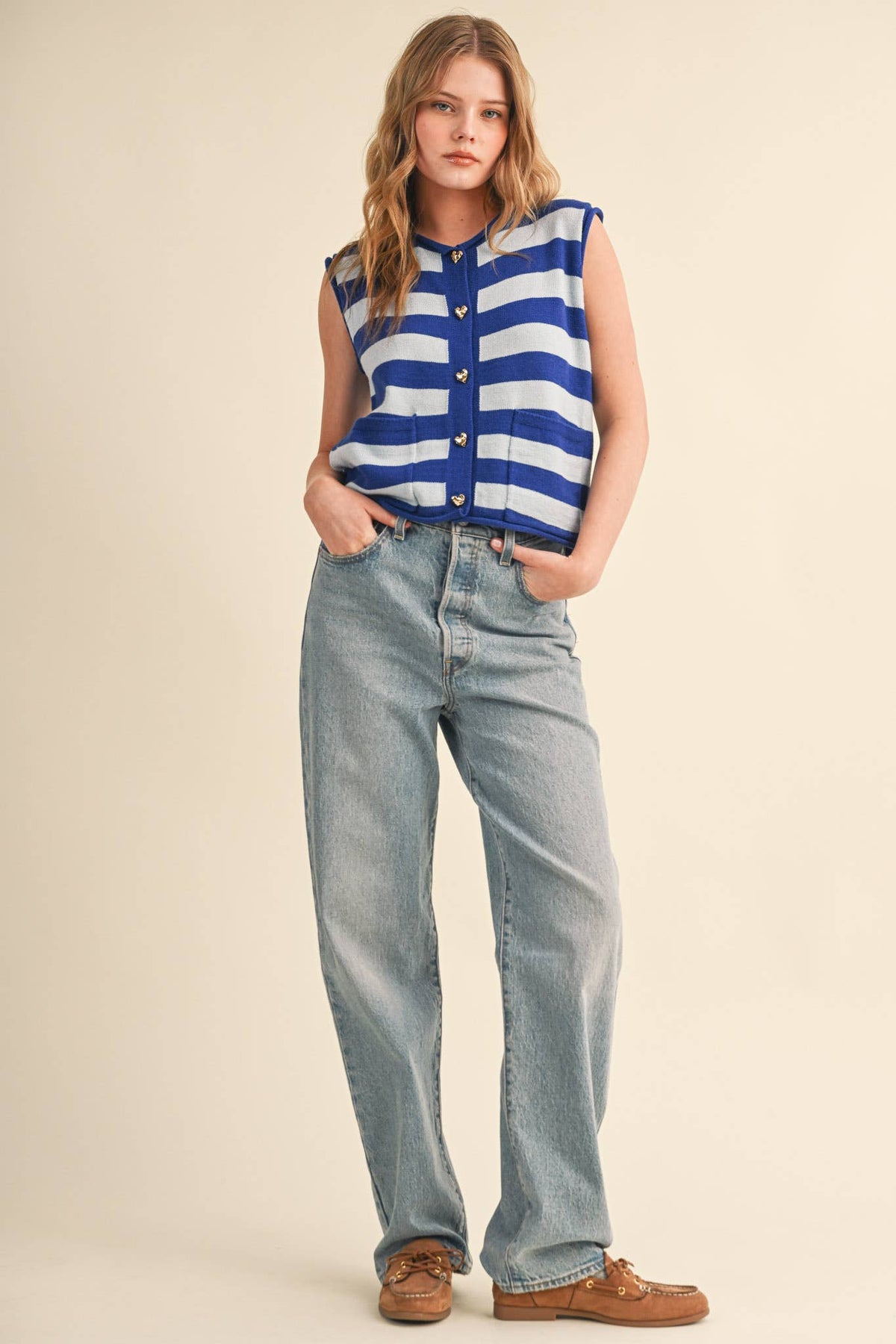 STRIPED KNIT SWEATER VEST MSW11347