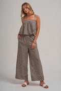 STRIPED TWO PIECE SET WITH FLOWY CAMI TOP AND WIDE LEG PANTS