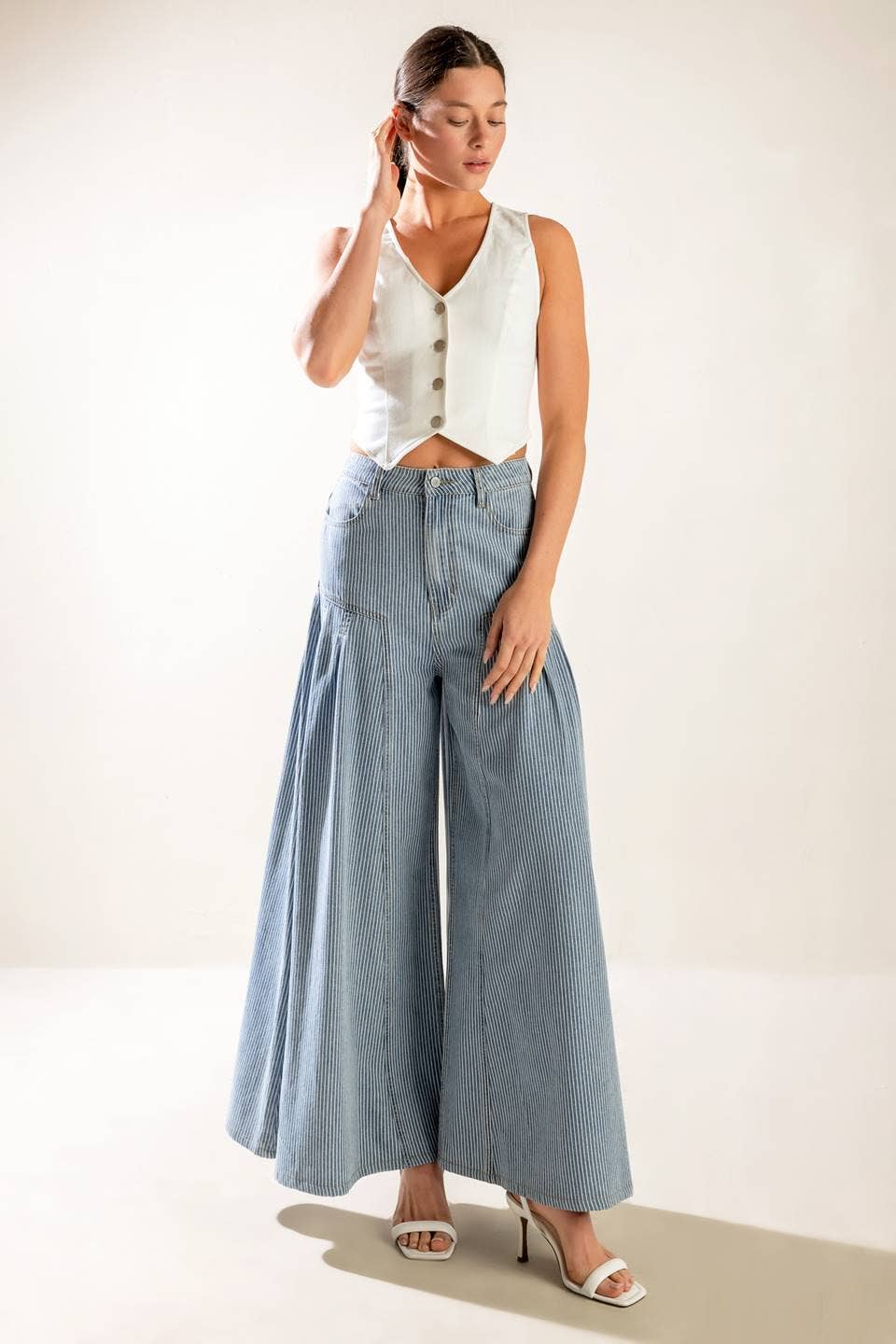 A striped washed denim pant - FP1377-S