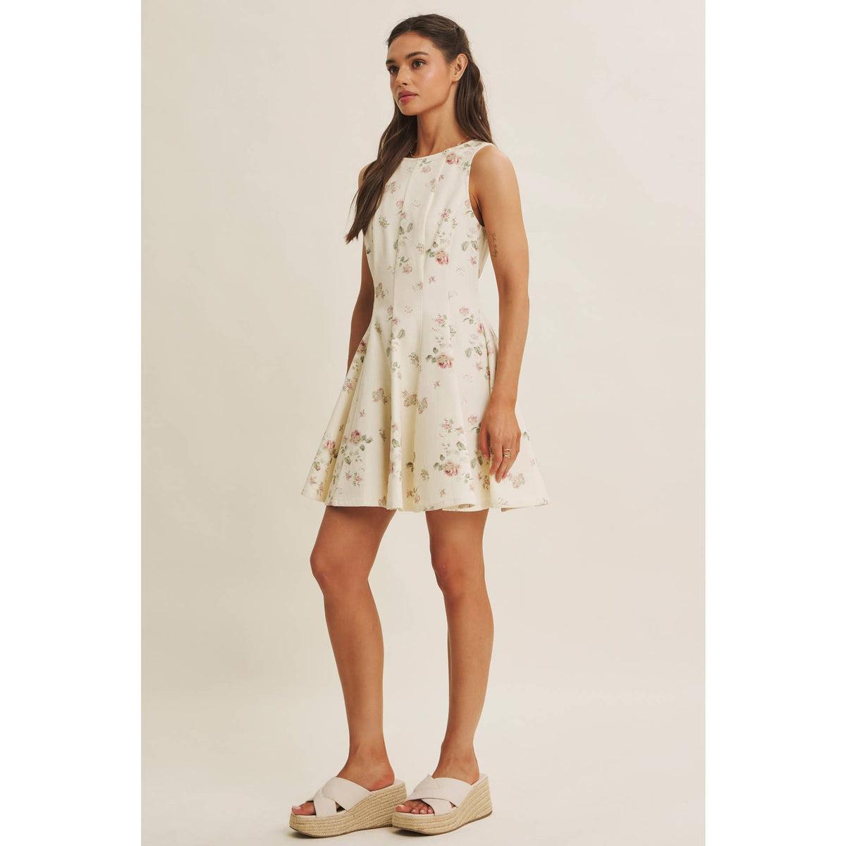 ENGLISH ROSE FIT AND FLARE COTTON MINI WITH METAL ZIPPER