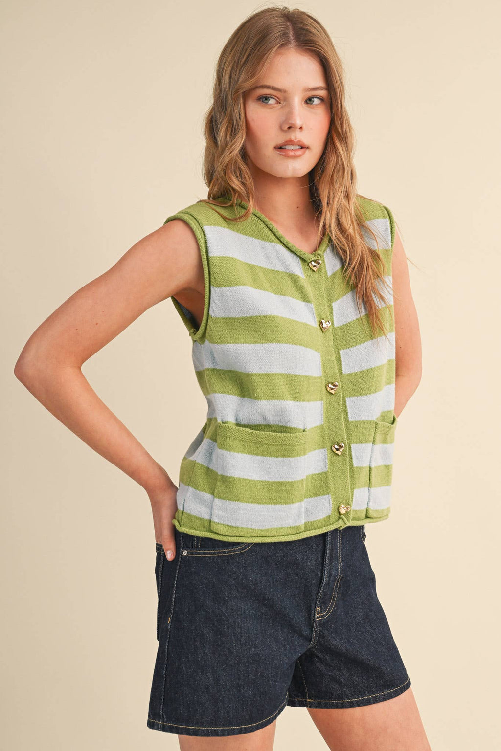 STRIPED KNIT SWEATER VEST MSW11347