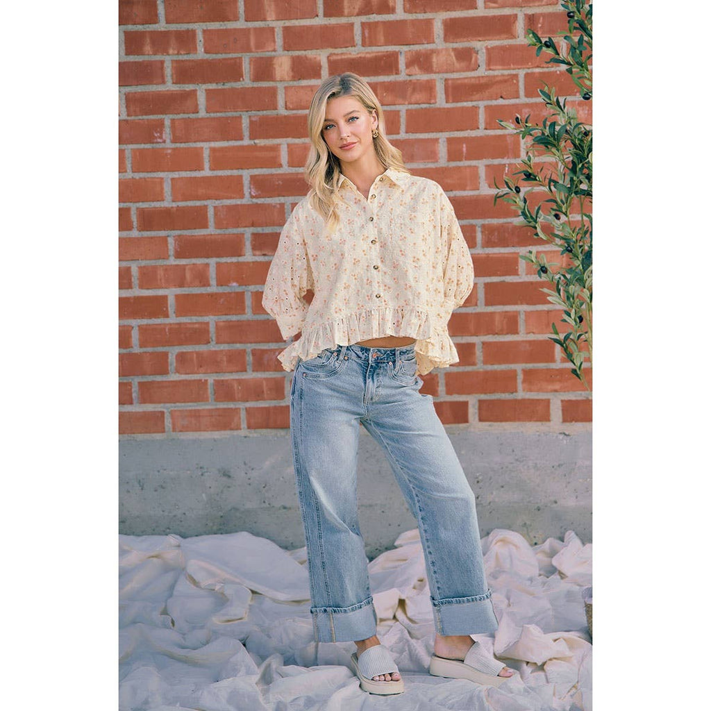VINTAGE WASHED STRAIGHT JEANS WITH SIDE STITCH DETAIL