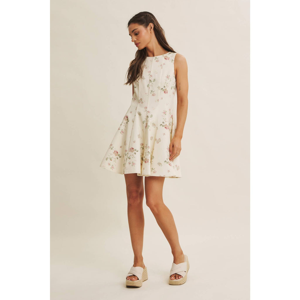 ENGLISH ROSE FIT AND FLARE COTTON MINI WITH METAL ZIPPER