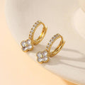 Dainty Clover Crystal Huggie Hoop Earrings | 40E514
