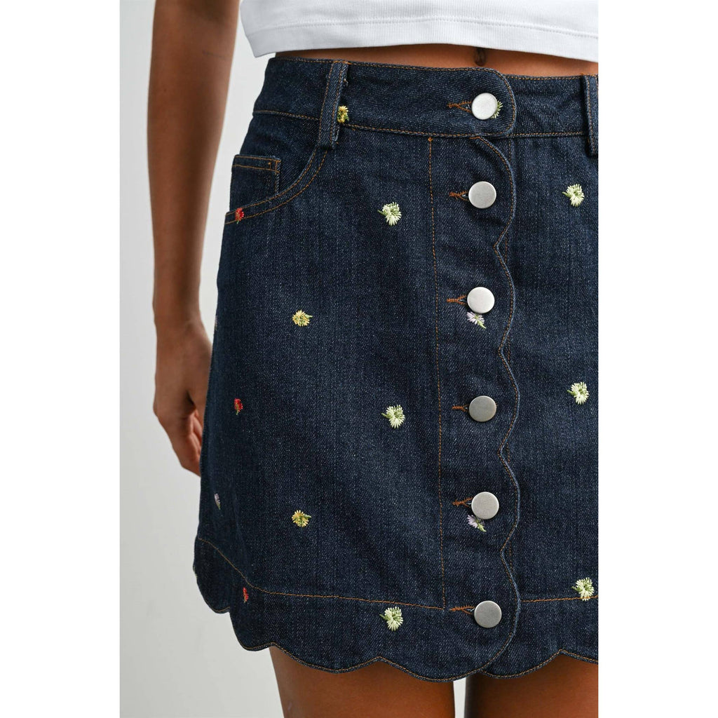 Floral Scalloped Hem Button-Down Skirt - BMS8168